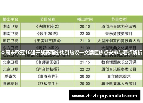 本周末欧冠16强开战赛程密集引热议一文读懂焦点安排与看点解析 本周末欧冠16强开战赛程密集引热议一文读懂焦点安排与看点解析